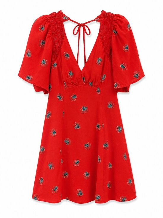 Free People Dresses & Skirts - Free People Mockingbird Open Back Mini Dress Red Floral